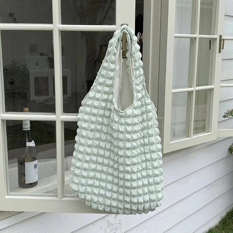 Yogodlns Summer Pleated Cloud Bag Female Candy Color Large Capacity ShThe Plug