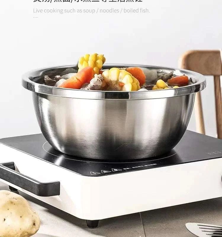 Stainless Steel Mixing Bowl Set, Multi-Purpose Kitchen Basin, EuropeanThe Plug