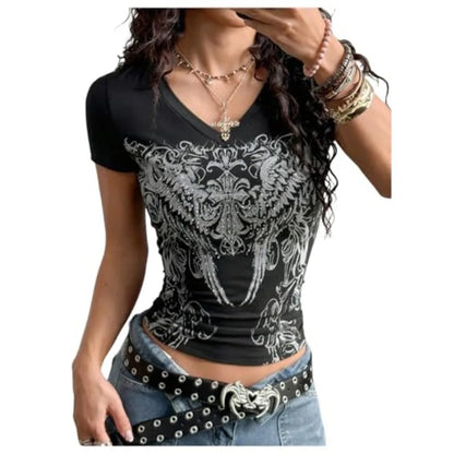 SOLY HUX Women's Graphic Tees Y2K Vintage Gothic Tops 2000s StreetwearThe Plug