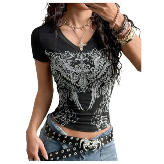 SOLY HUX Women's Graphic Tees Y2K Vintage Gothic Tops 2000s StreetwearThe Plug