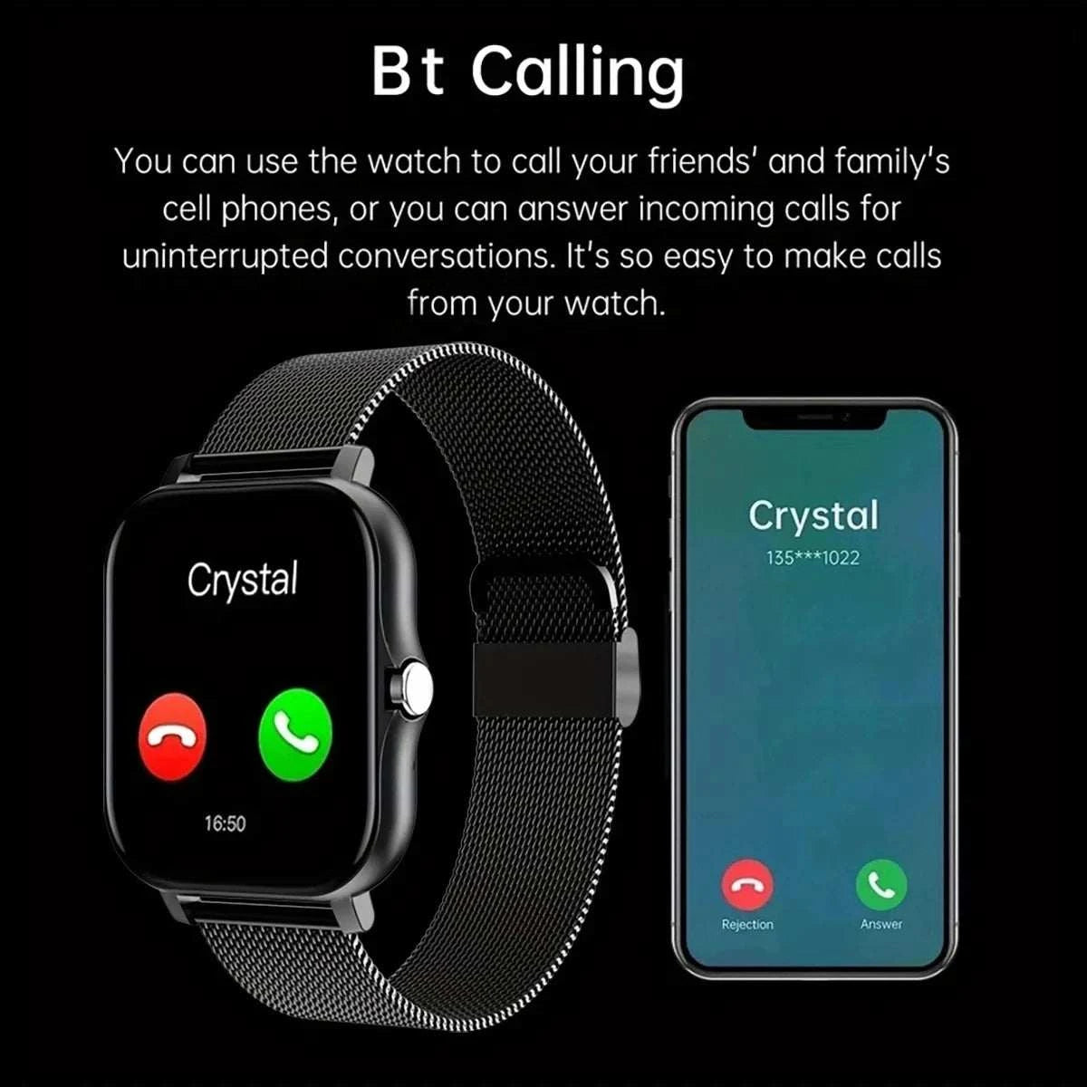 Smart Watch For Android IOS Watches 1.83inch HD Display Bluetooth CallThe Plug