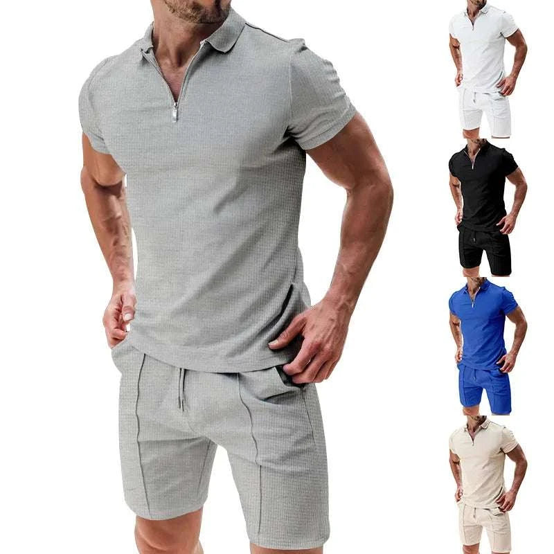 Men's Summer Polo Short‑Sleeve & Shorts Set, Trendy Casual Polo ShirtThe Plug