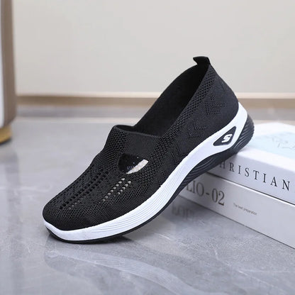 Women's Casual Mesh Sneakers – Cut-Out T-Strap & Cushioned Wedge SoleThe Plug