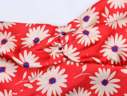Women Floral Printed Sleeveless Strapless Mini Dresses Summer Female HThe Plug