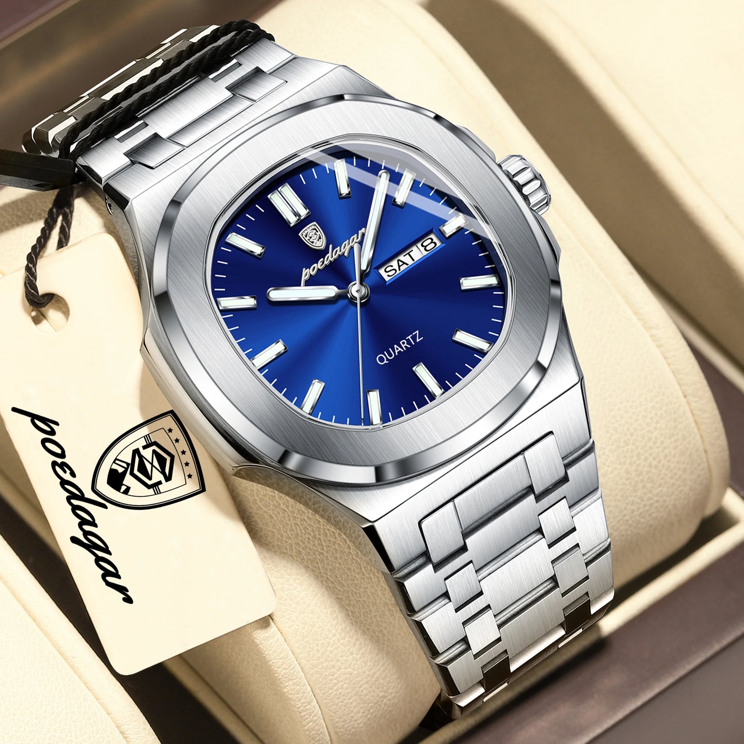 POEDAGAR Men's Luxury Quartz Watch – Waterproof & Luminous