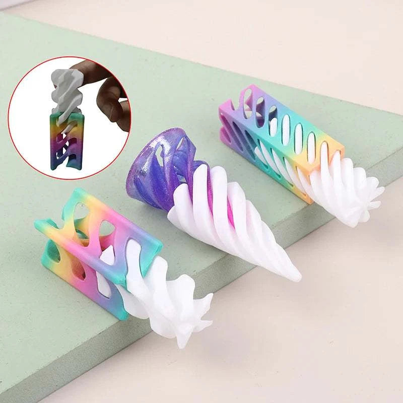 3D printed spiral cone decompression fidget toy with helix screw design and impossible pyramid shape