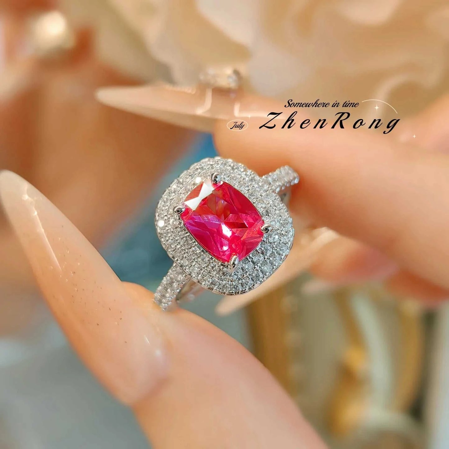 Fashion Red Corundum Ring for Women - Luxury Simulated Blood Red High-The Plug