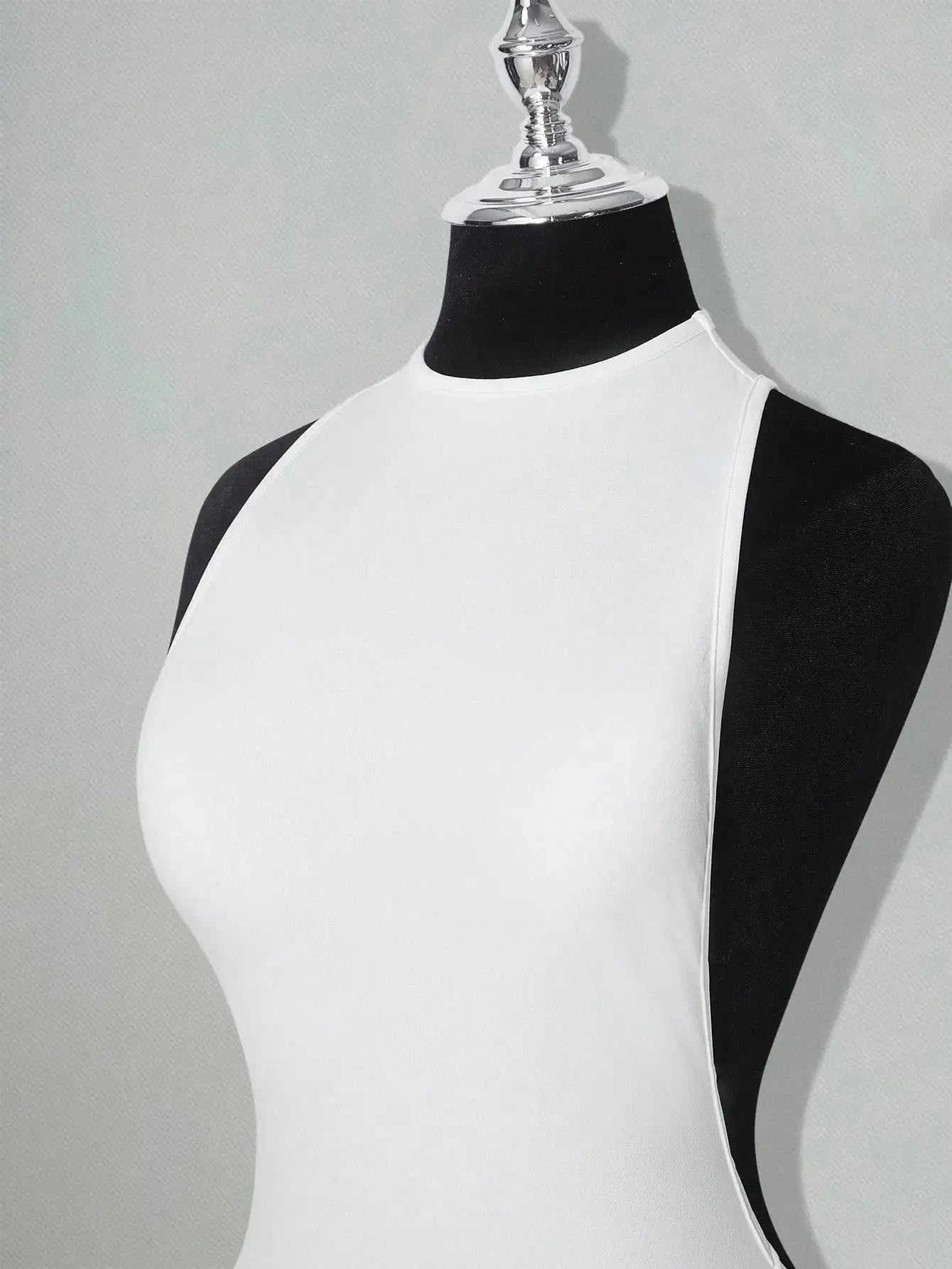 White Bodycon Mini Dress with Criss-Cross Backless DesignThe Plug