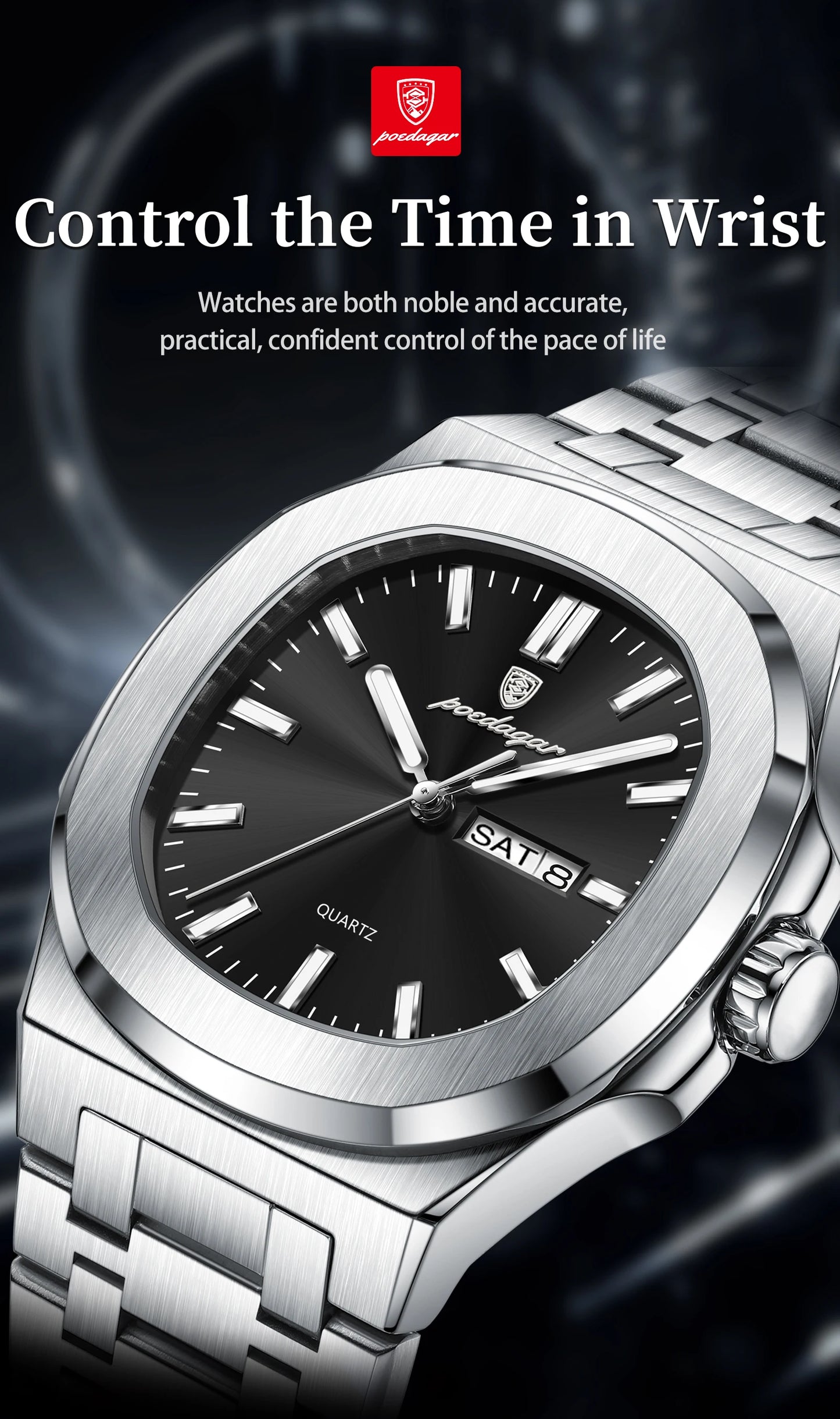 POEDAGAR Men's Luxury Quartz Watch – Waterproof & Luminous