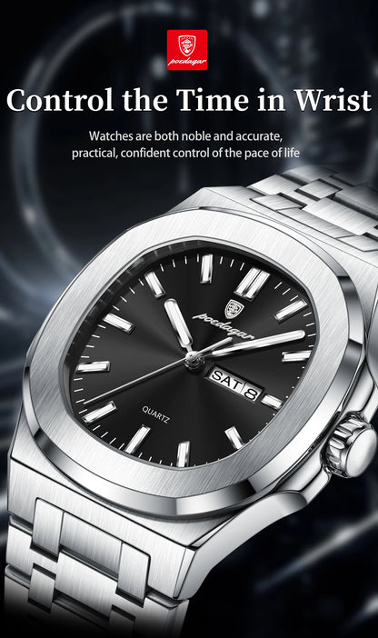 POEDAGAR Men's Luxury Quartz Watch – Waterproof & Luminous