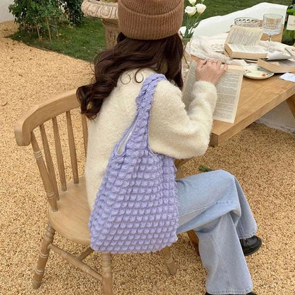 Yogodlns Summer Pleated Cloud Bag Female Candy Color Large Capacity ShThe Plug