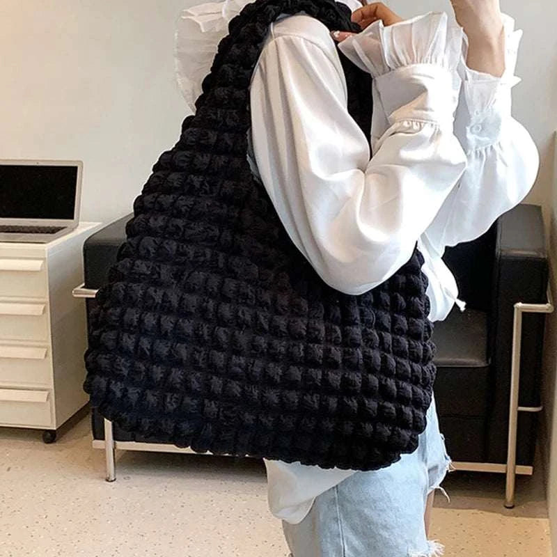 Yogodlns Summer Pleated Cloud Bag Female Candy Color Large Capacity ShThe Plug