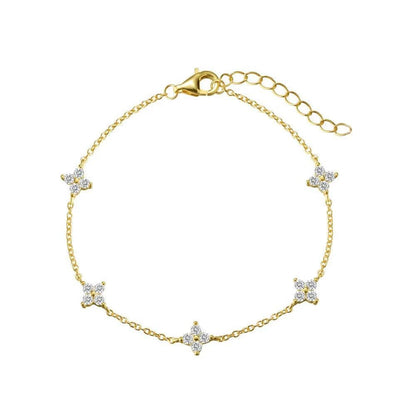 New Stainless Steel Zircon Necklaces for Women 18K Gold Plated Four LeThe Plug