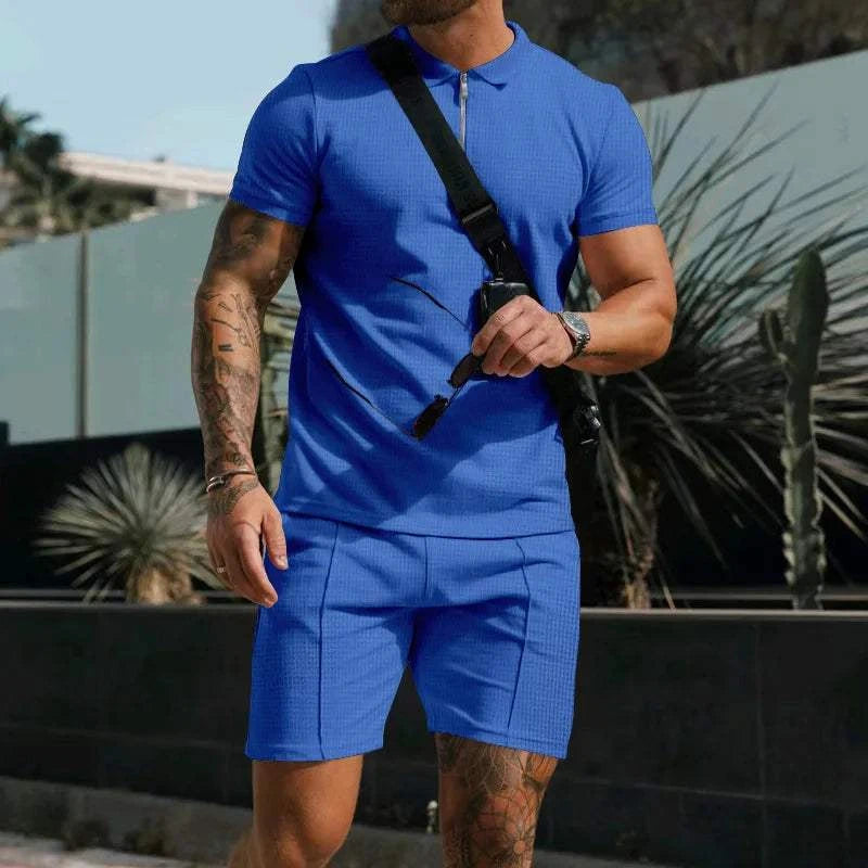 Men's Summer Polo Short‑Sleeve & Shorts Set, Trendy Casual Polo ShirtThe Plug