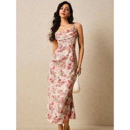 【New style】Women's Floral Print Twist Front Dress Strappy Floral DressThe Plug
