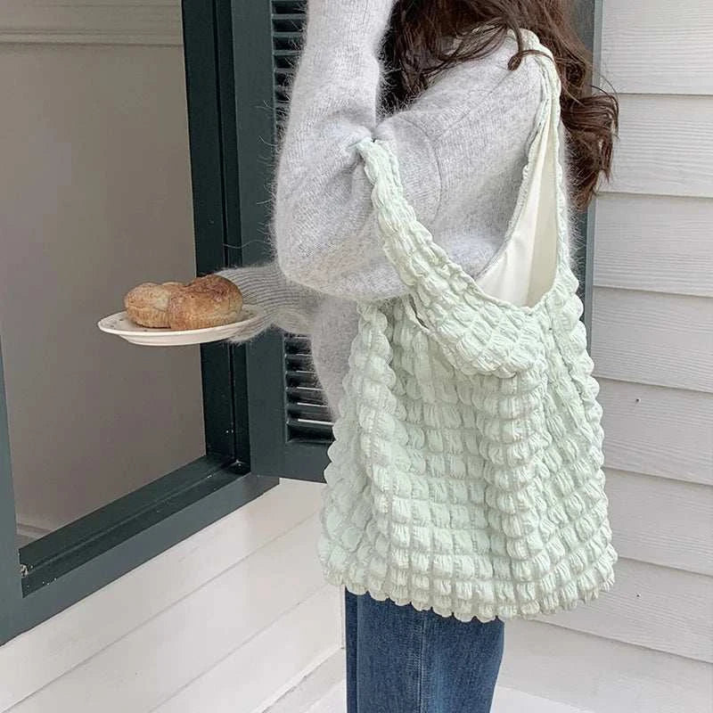 Yogodlns Summer Pleated Cloud Bag Female Candy Color Large Capacity ShThe Plug
