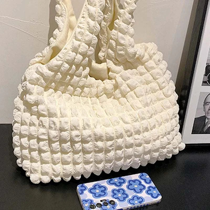 Yogodlns Summer Pleated Cloud Bag Female Candy Color Large Capacity ShThe Plug