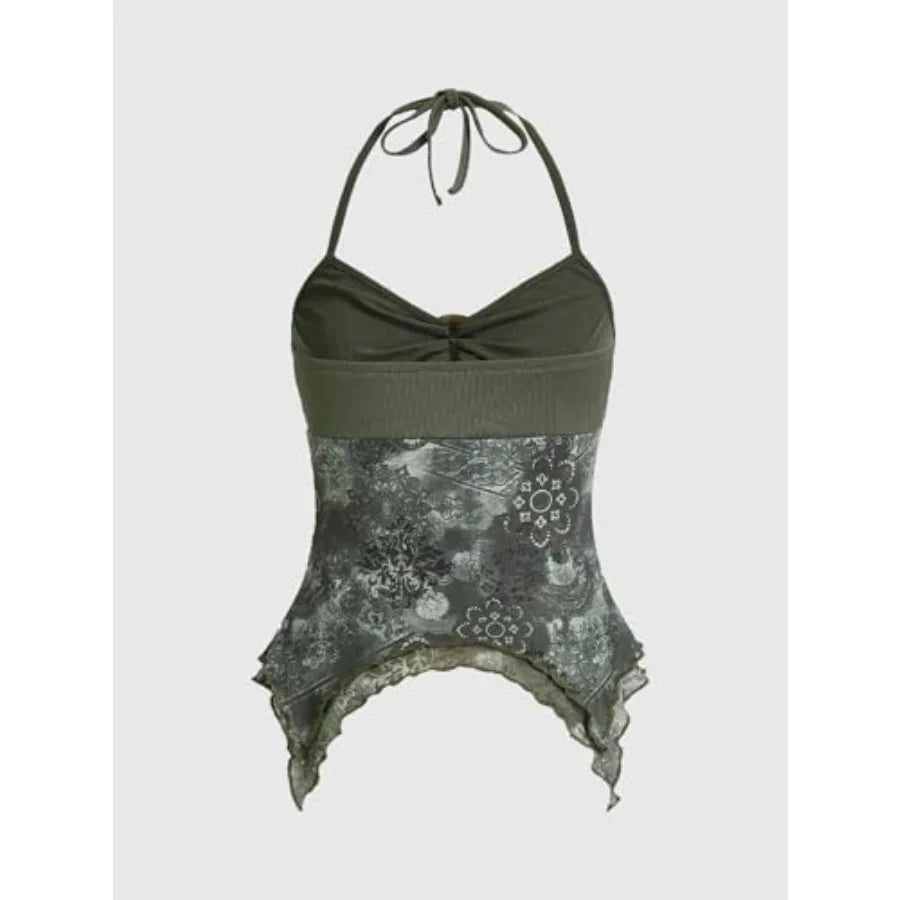 Verdusa Women's Y2k Halter Top Fairy 2000s Clothing Asymmetrical GoingThe Plug