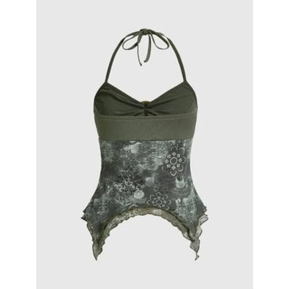 Verdusa Women's Y2k Halter Top Fairy 2000s Clothing Asymmetrical GoingThe Plug