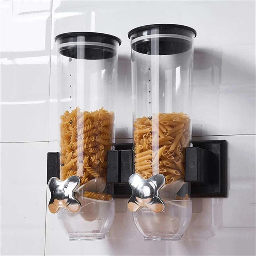 Wall-mounted 2 Barrel Cereal Dispenser, Food Grain Storage Tanks, CereThe Plug