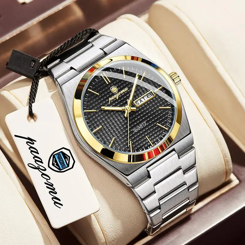 PAAZOMU Men's Luxury Chronograph Watch – Waterproof, Luminous & Date Display