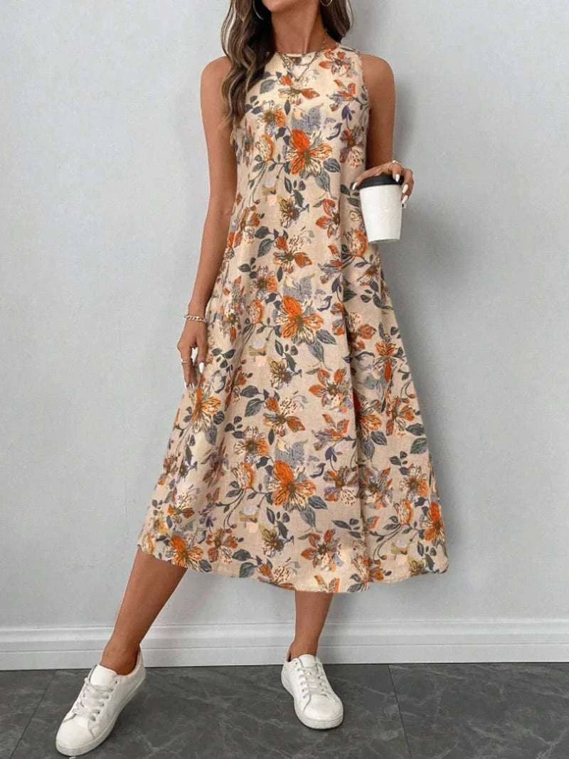 Women's Fashion New Floral Print Pocket A-line Dresses 2025 Summer CasThe Plug
