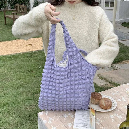 Yogodlns Summer Pleated Cloud Bag Female Candy Color Large Capacity ShThe Plug