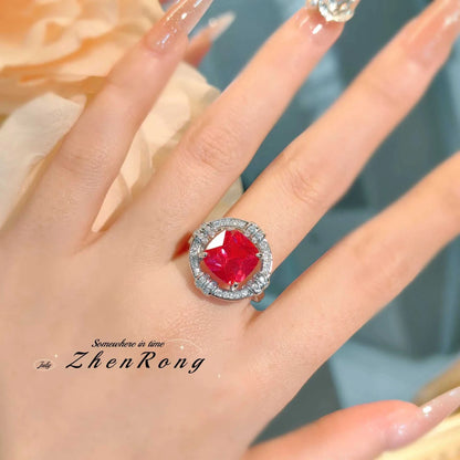 Fashion Red Corundum Ring for Women - Luxury Simulated Blood Red High-The Plug