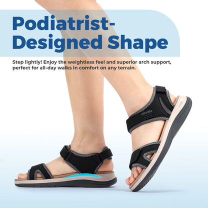 FitVille Women's Sandals  Adjustable Ankle Strap for Swollen and Flat The Plug