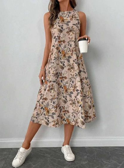 Women's Fashion New Floral Print Pocket A-line Dresses 2025 Summer CasThe Plug
