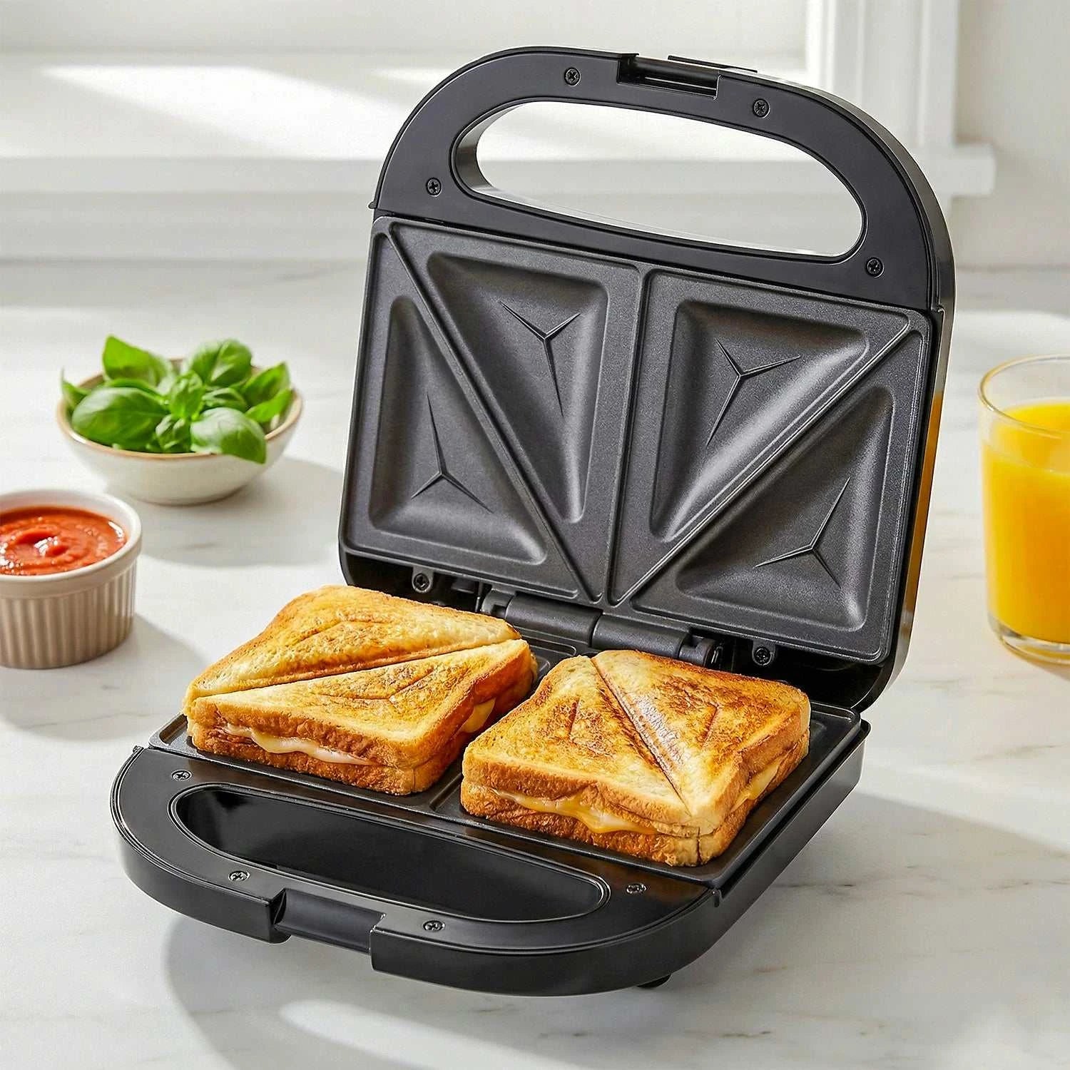 Stainless Steel 750W Sandwich & Panini Press, 2-Slice Non-Stick Grill The Plug