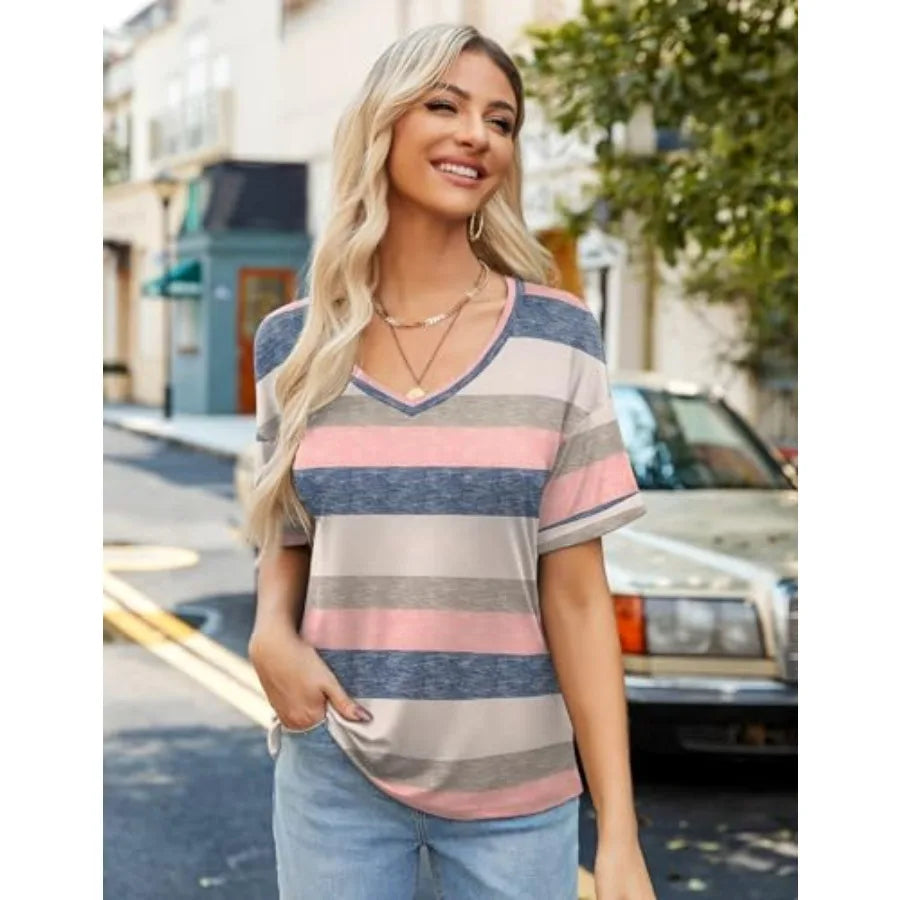 Zeagoo Womens Summer Tops Short Sleeve Casual Shirts Floral Tee TrendyThe Plug