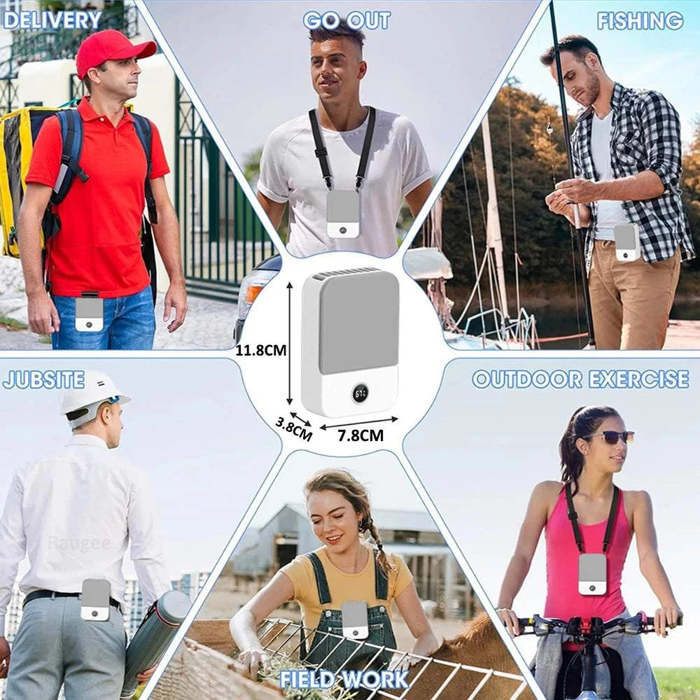 Waist Fan Portable Wearable Hanging Neck Fan USB Rechargeable Air CircThe Plug