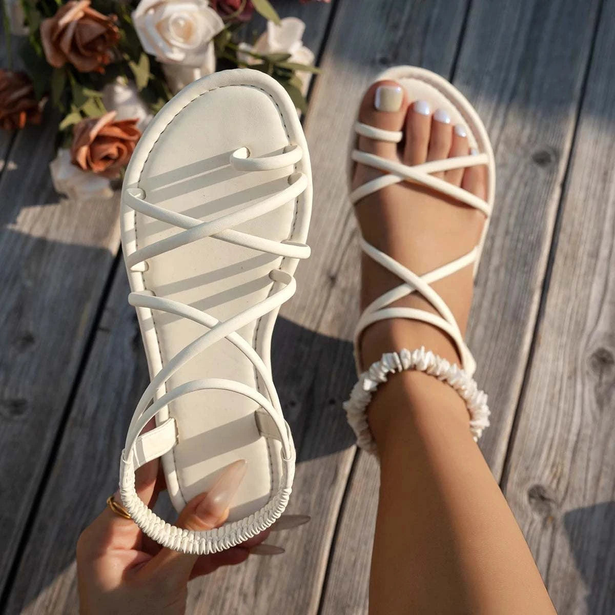Summer Flat Sandals for Women 2026 New Fashion Non Slip Beach Shoes WoThe Plug