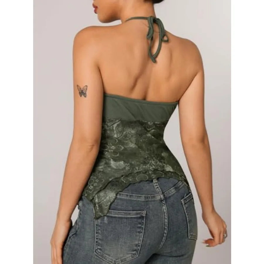 Verdusa Women's Y2k Halter Top Fairy 2000s Clothing Asymmetrical GoingThe Plug