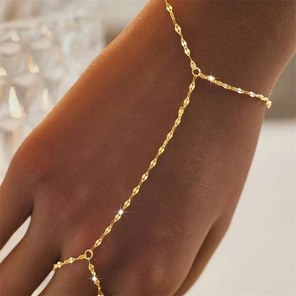 Multilayer Vintage Connected Finger Ring Bracelets for Women Handmade The Plug