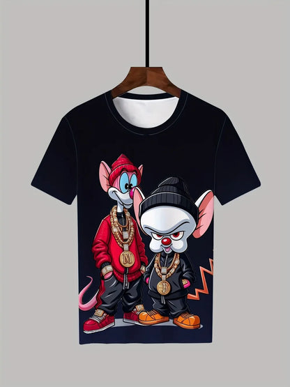 Men's Hip Hop Cartoon Animal Print T-Shirt | Street Style Summer Tee