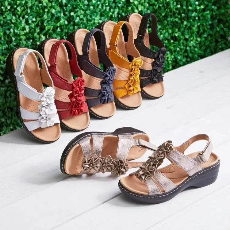 Summer Sandals Women 2022 New Flower Wedge Platform Orthopedics Shoes The Plug