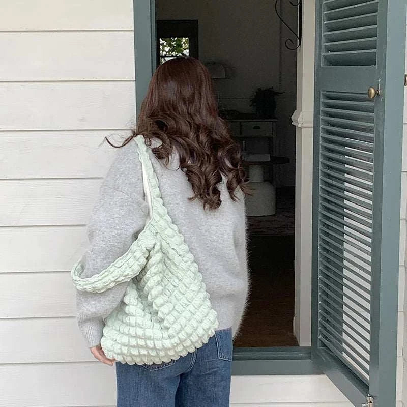 Yogodlns Summer Pleated Cloud Bag Female Candy Color Large Capacity ShThe Plug