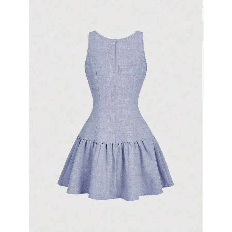 【New style】 MOD Button and Bow Decor Women Short Dress, Summer DressThe Plug