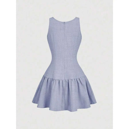 【New style】 MOD Button and Bow Decor Women Short Dress, Summer DressThe Plug