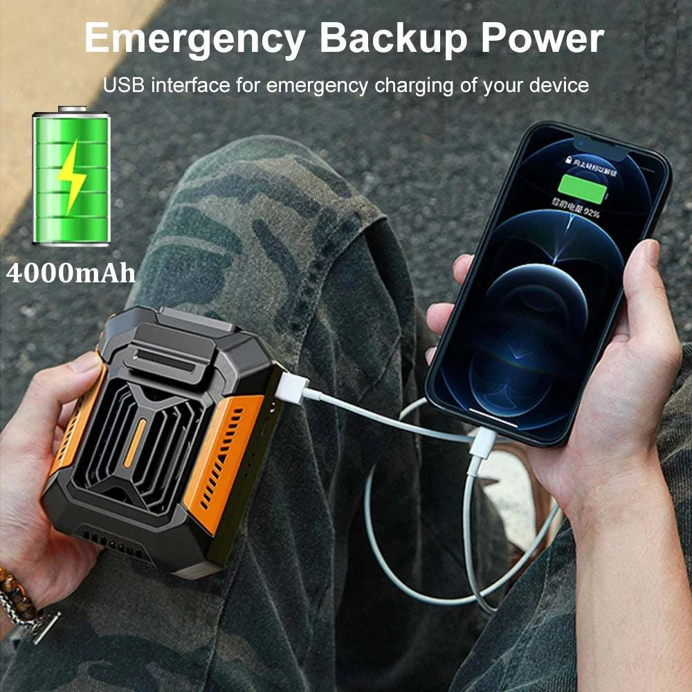 Portable Waist Fan Mini Rechargeable Portable Fan with 4000mAh Power BThe Plug