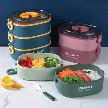 Bento box lunch box, stackable 3-layer food container, leak-proof portThe Plug