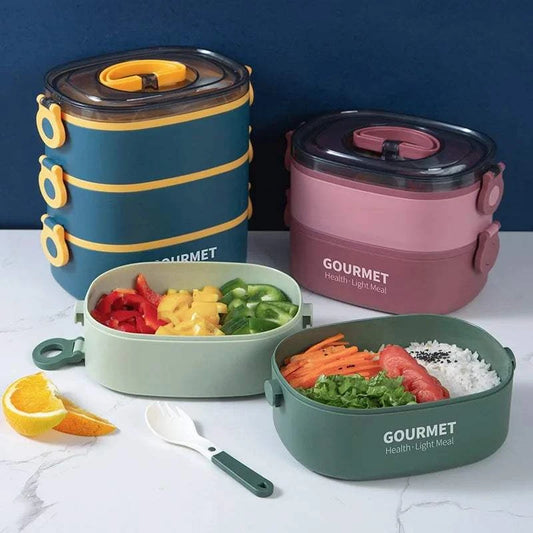 Bento box lunch box, stackable 3-layer food container, leak-proof portThe Plug