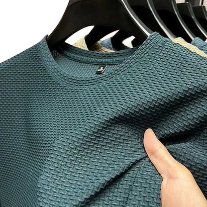 Summer Ice Silk High-End Solid Color High Quality Short Sleeve T ShirtThe Plug