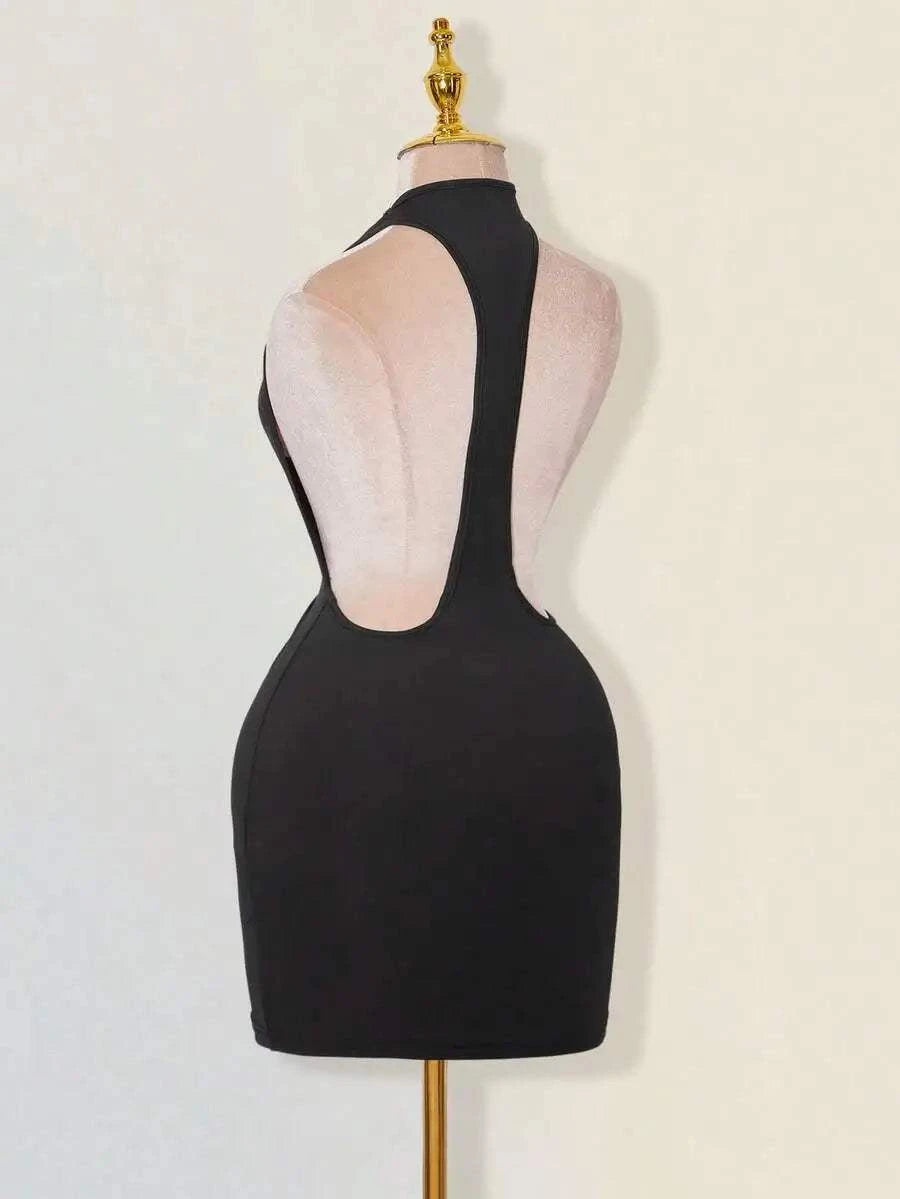 White Bodycon Mini Dress with Criss-Cross Backless DesignThe Plug