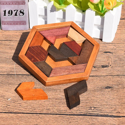 Wooden Geometric Shape Jigsaw Board Puzzles Kids Brain Teaser Non ToxiThe Plug