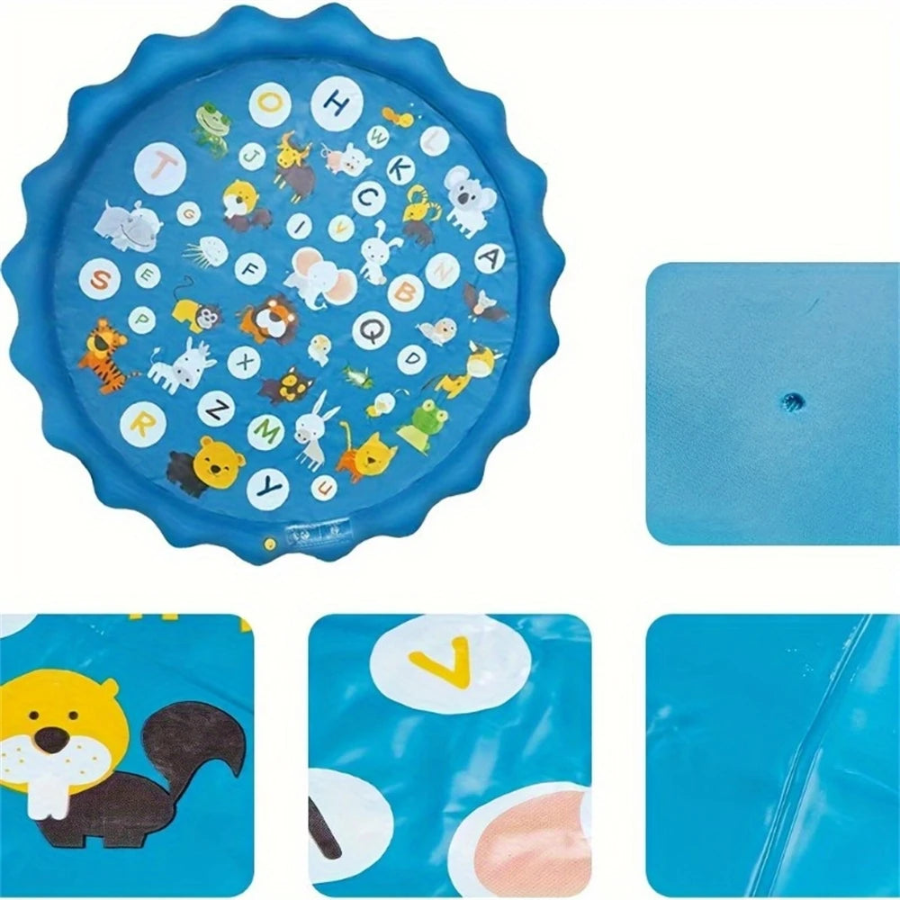 39" Splash Pad & Kiddie Pool - Colorful Alphabet & Animal Spray Toys, The Plug
