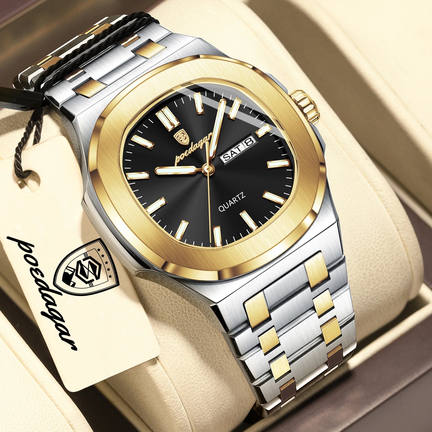 POEDAGAR Men's Luxury Quartz Watch – Waterproof & Luminous