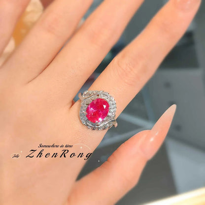 Fashion Red Corundum Ring for Women - Luxury Simulated Blood Red High-The Plug